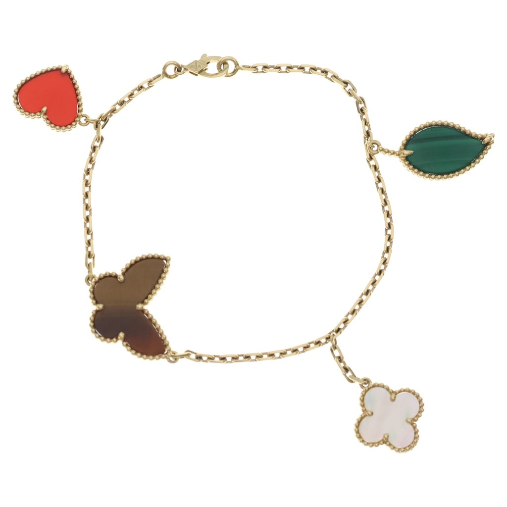 Van Cleef & Arpels(ヴァンクリーフアンドアーペル) ラッキー アルハンブラ ブレスレット 4モチーフ ゴールド×マルチカラー Au750 13g VCARD79600 レディース