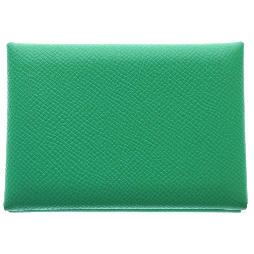 HERMES(エルメス) カルヴィ デュオ エプソン シルバー金具 B刻印 カードケース 名刺入れ コインケース ヴェールヴェルティゴ/ジョーヌミルトン レディース