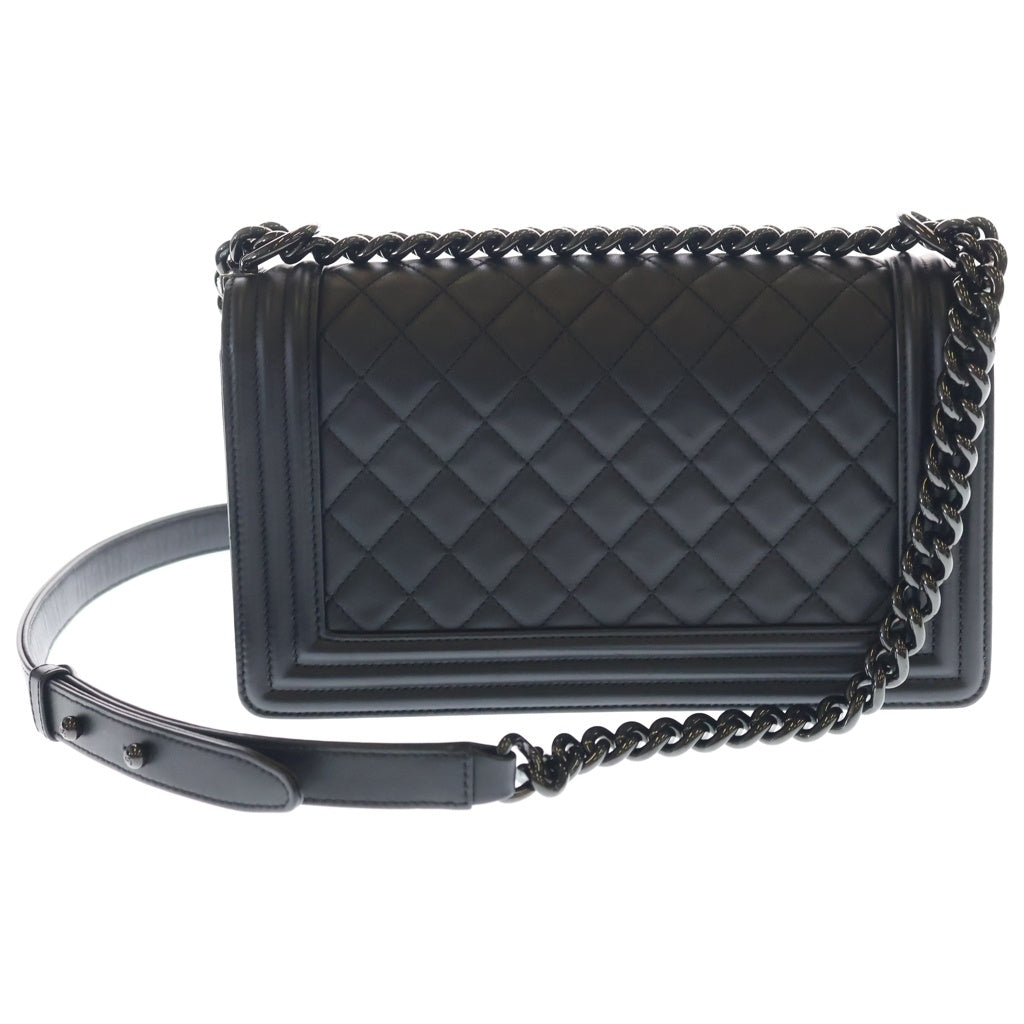 CHANEL(シャネル) ボーイシャネル25 ラムスキン レザー チェーンショルダーバッグ ブラック金具 ブラック 25番台 レディース
