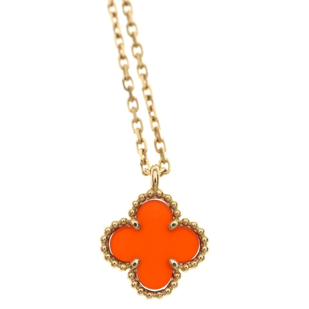 Van Cleef & Arpels(ヴァンクリーフアンドアーペル) スウィートアルハンブラ カーネリアン Au750 K18PG ネックレス ピンクゴールド/レッド レディース
