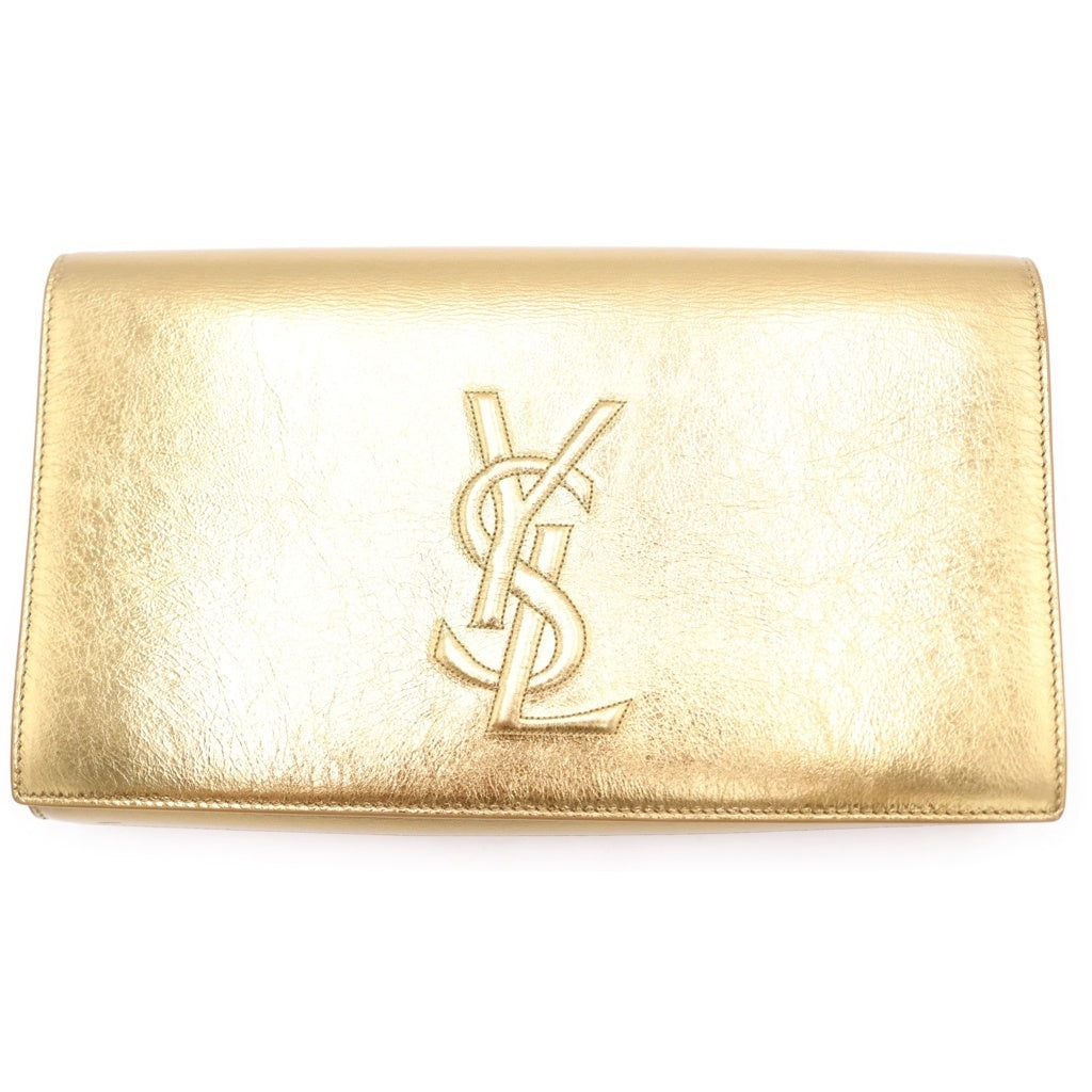 SAINT LAURENT PARIS(サンローランパリ) ロゴクラッチバッグ セカンドバッグ ゴールド レザー 361120