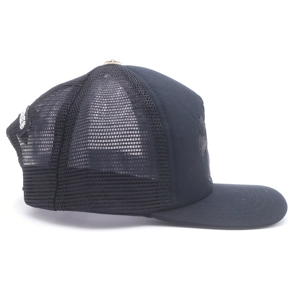CHROME HEARTS(クロムハーツ) TRUCKER CAP トラッカーキャップ 3セメタリークロス レザーパッチ 帽子 ブラック