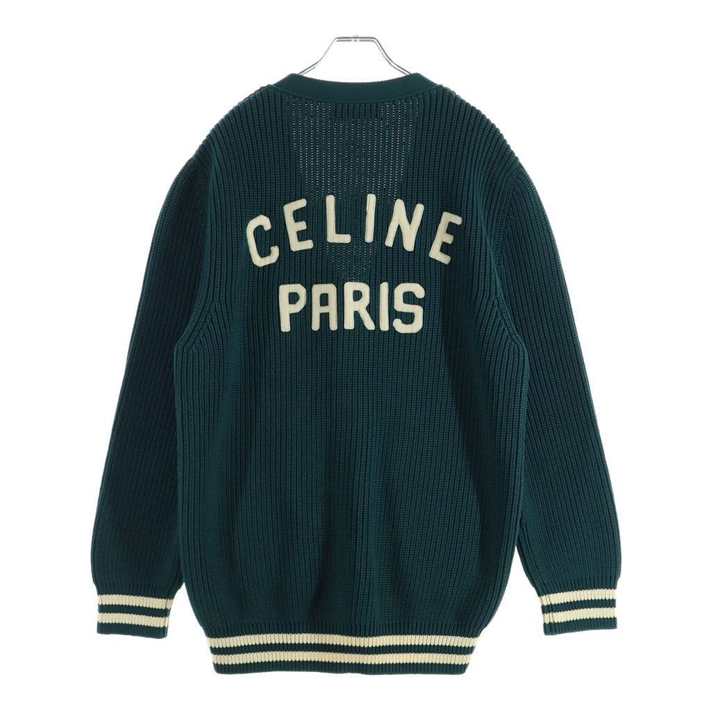 CELINE(セリーヌ) ロゴワッペン カレッジカーディガン グリーン S
