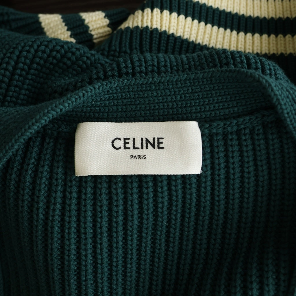 CELINE(セリーヌ) ロゴワッペン カレッジカーディガン グリーン S