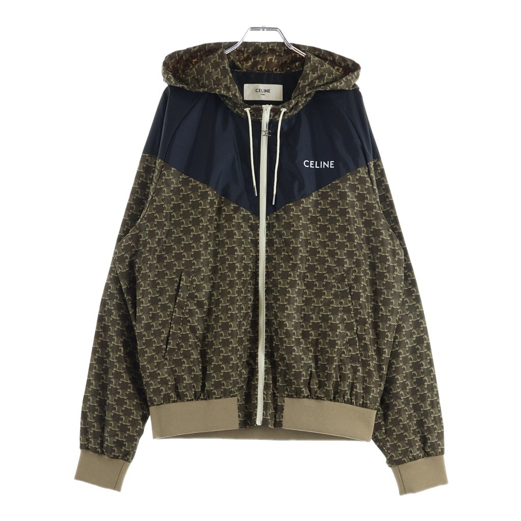 CELINE(セリーヌ) トリオンフモノグラムナイロンフーデッドブルゾン ブラウン×ブラック 50