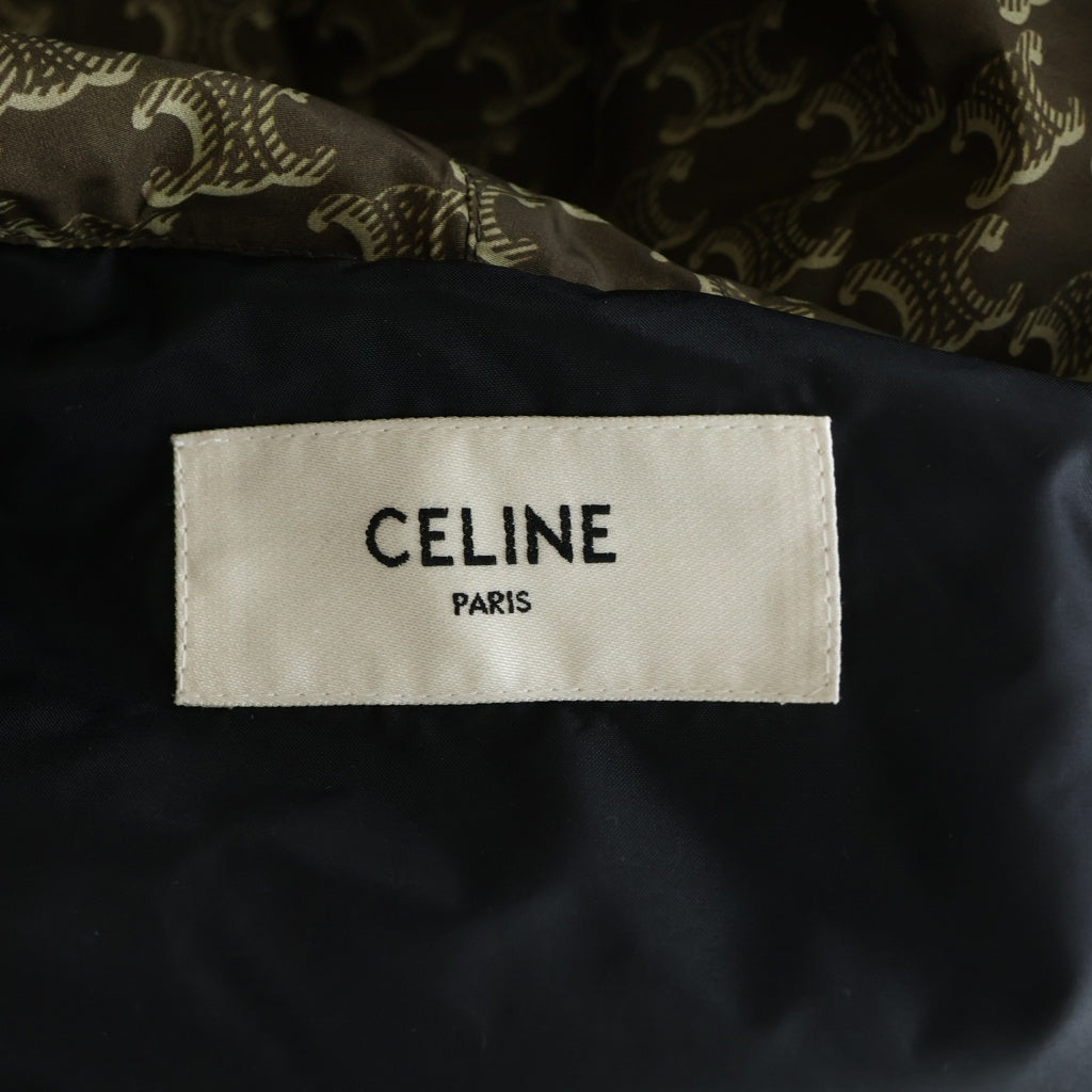 CELINE(セリーヌ) トリオンフモノグラムナイロンフーデッドブルゾン ブラウン×ブラック 50