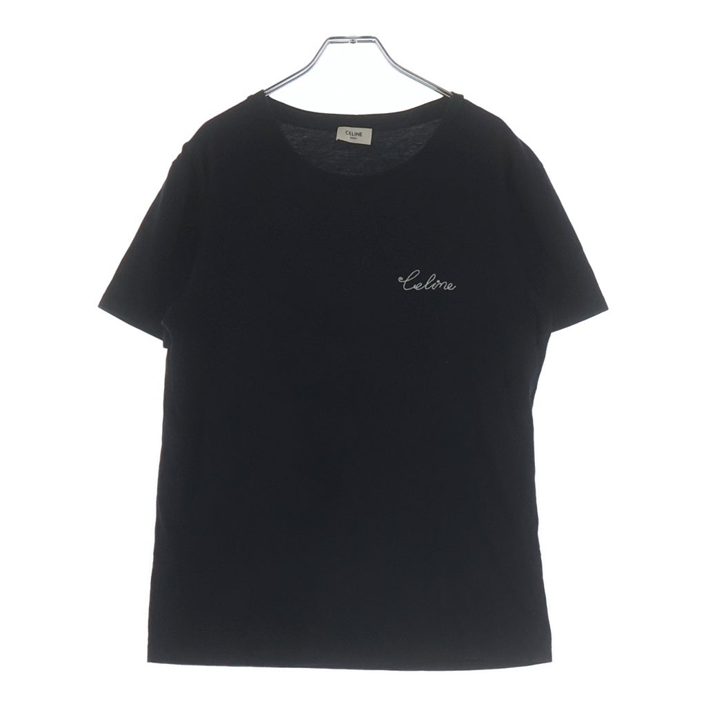CELINE(セリーヌ) ロゴ刺繍 クルーネック 半袖 Tシャツ カットソー ブラック 2X486114L