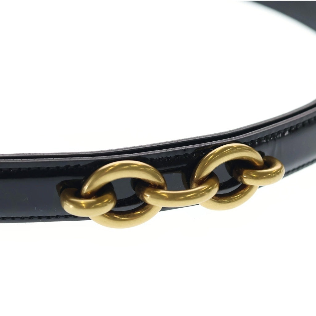 SAINT LAURENT PARIS(サンローランパリ) マイヨン レザー ベルト ブラック パテント 652221 ゴールド金具 レディース