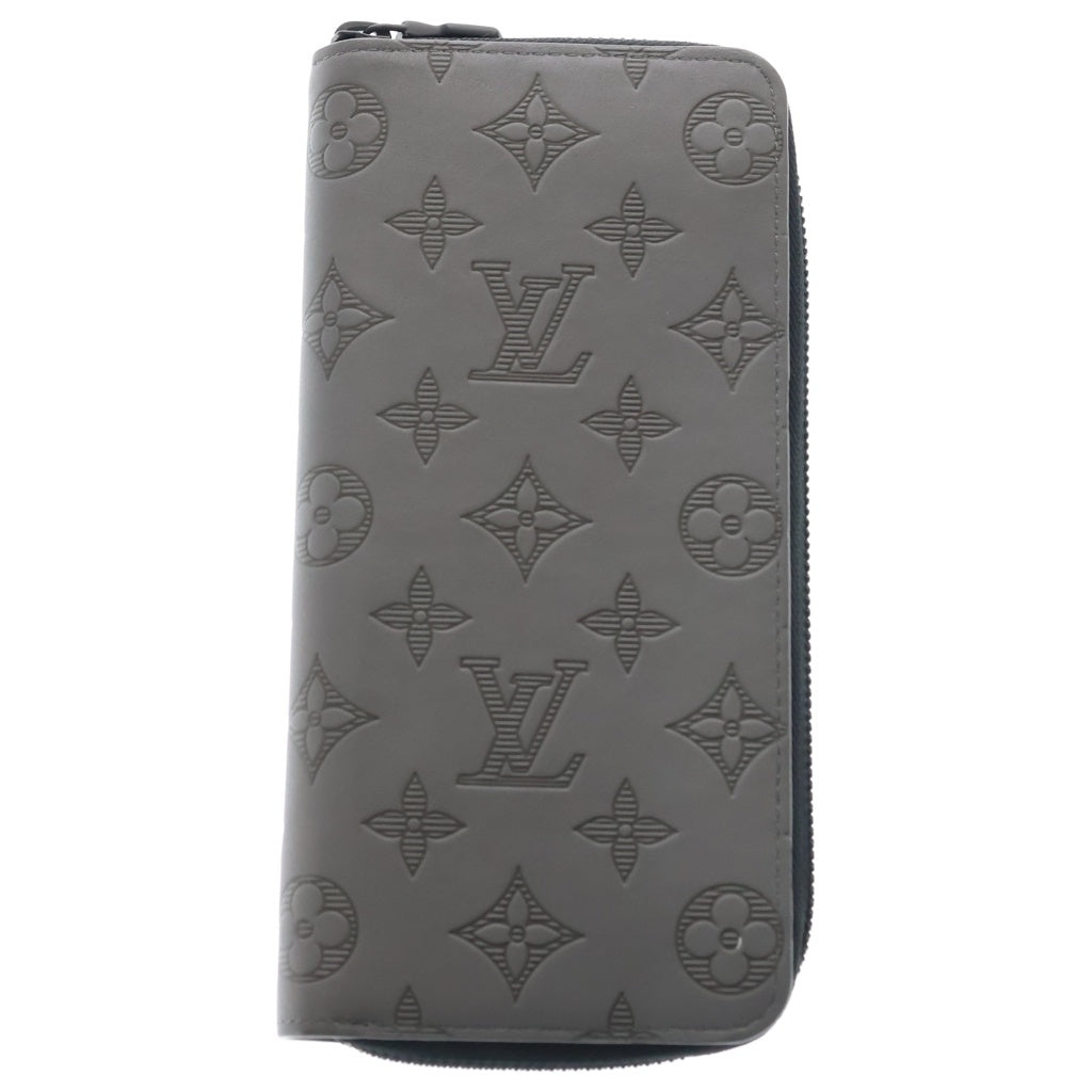 LOUIS VUITTON(ルイヴィトン) モノグラムシャドウ ジッピーウォレットヴェルティカル ロングウォレット カードけケース 長財布 グレー レザー M81384 シルバー金具 レディース