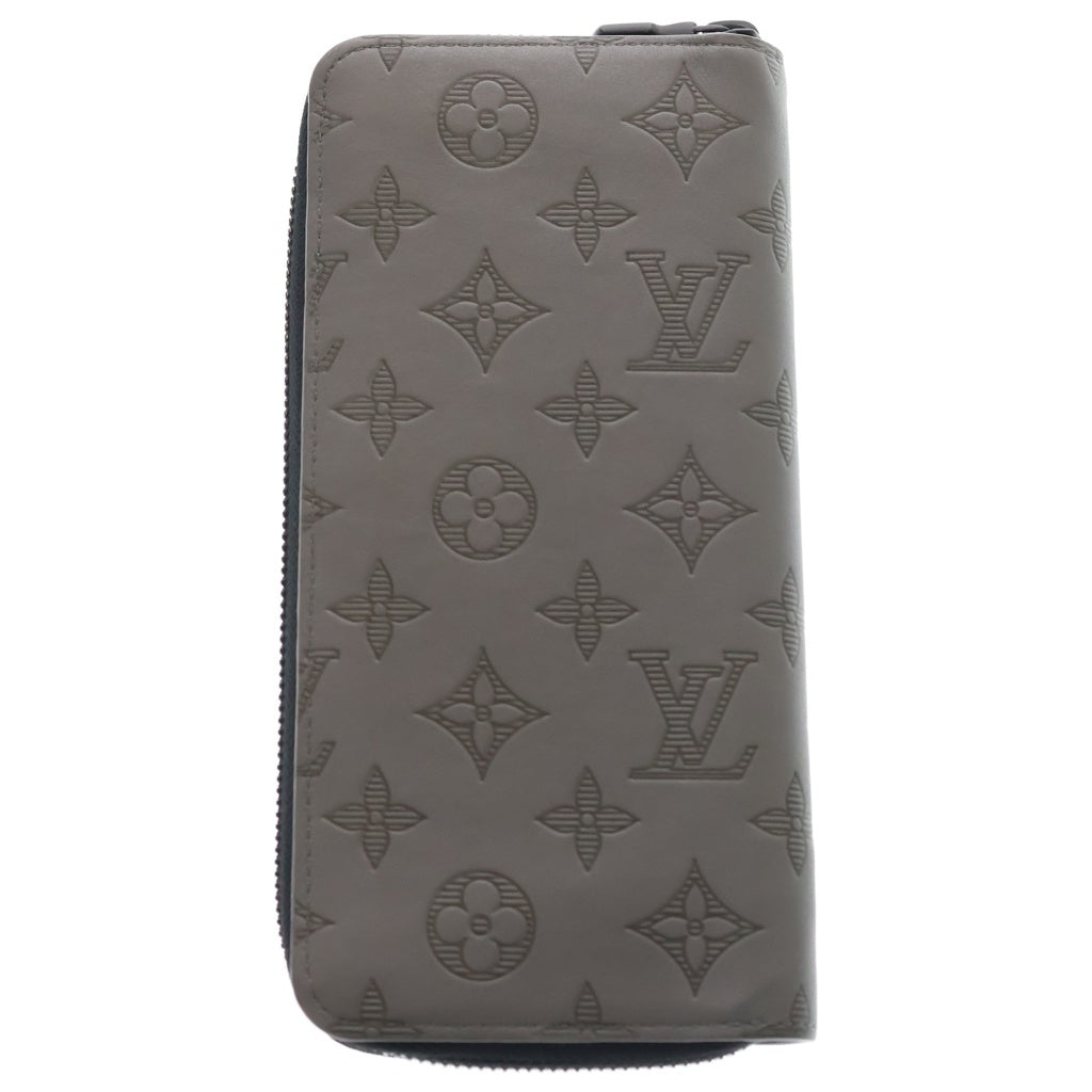 LOUIS VUITTON(ルイヴィトン) モノグラムシャドウ ジッピーウォレットヴェルティカル ロングウォレット カードけケース 長財布 グレー レザー M81384 シルバー金具 レディース