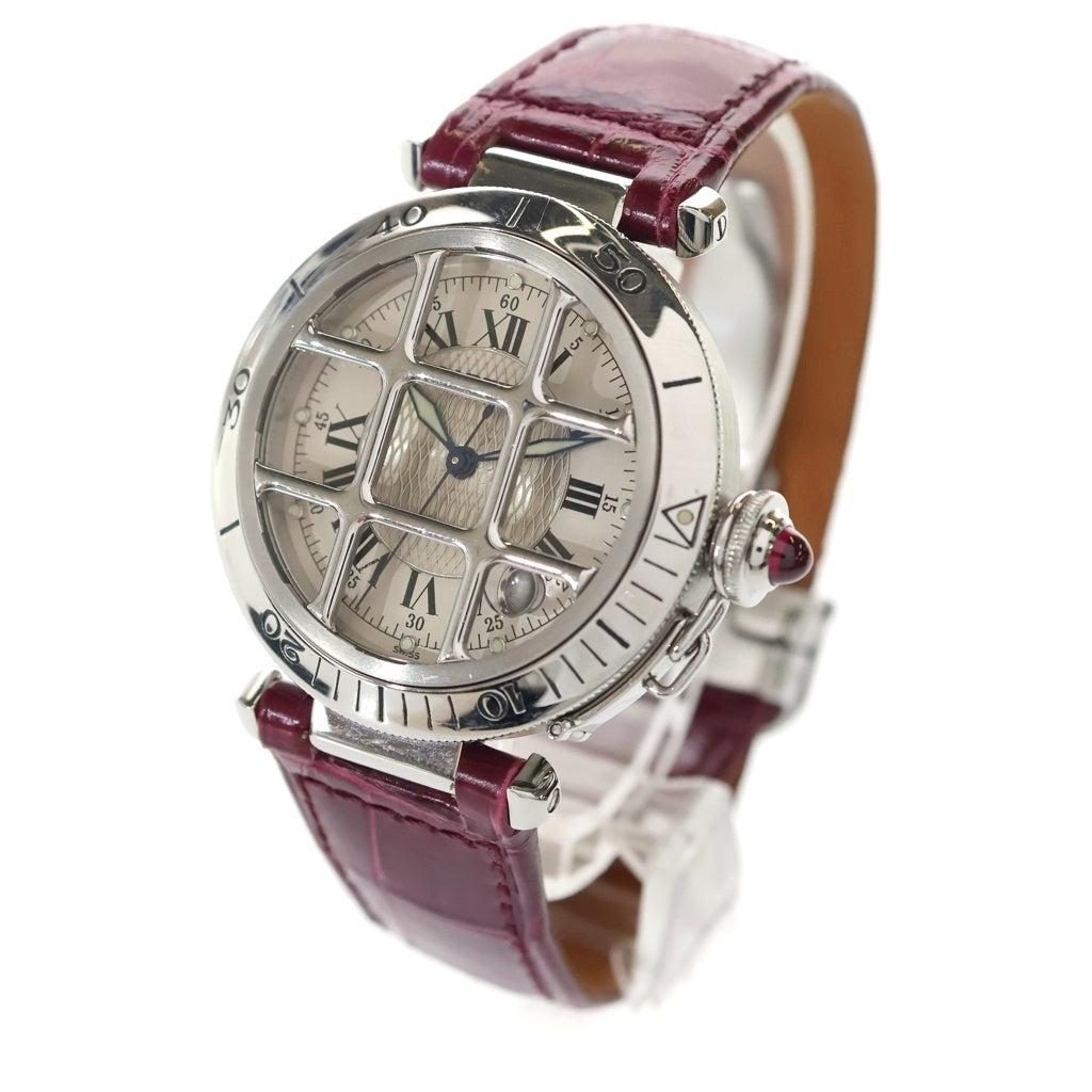Cartier(カルティエ) パシャ グリッド 150周年記念 SS×革/AT ステンレス オートマ 自動巻き 腕時計 W3102255 シルバー文字盤