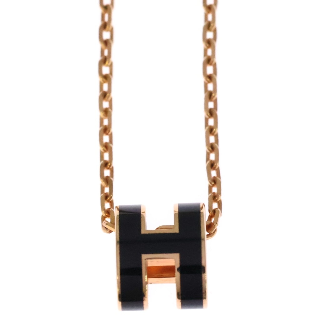 HERMES(エルメス) ポップアッシュH ミニ Hモチーフ GP ネックレス ブラック/ゴールド