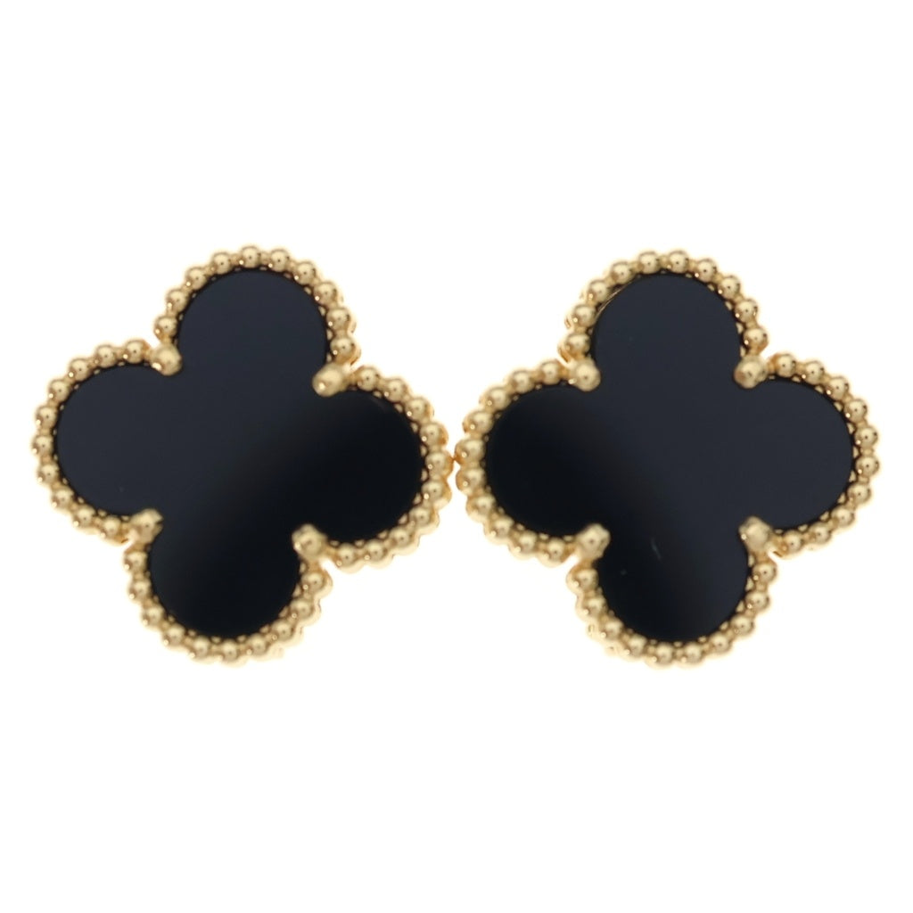 Van Cleef & Arpels(ヴァンクリーフアンドアーペル) ヴィンテージアルハンブラ オニキスピアス K18 ブラック×ゴールド 7.6g 2025/06/27 VCARA44200 レディース