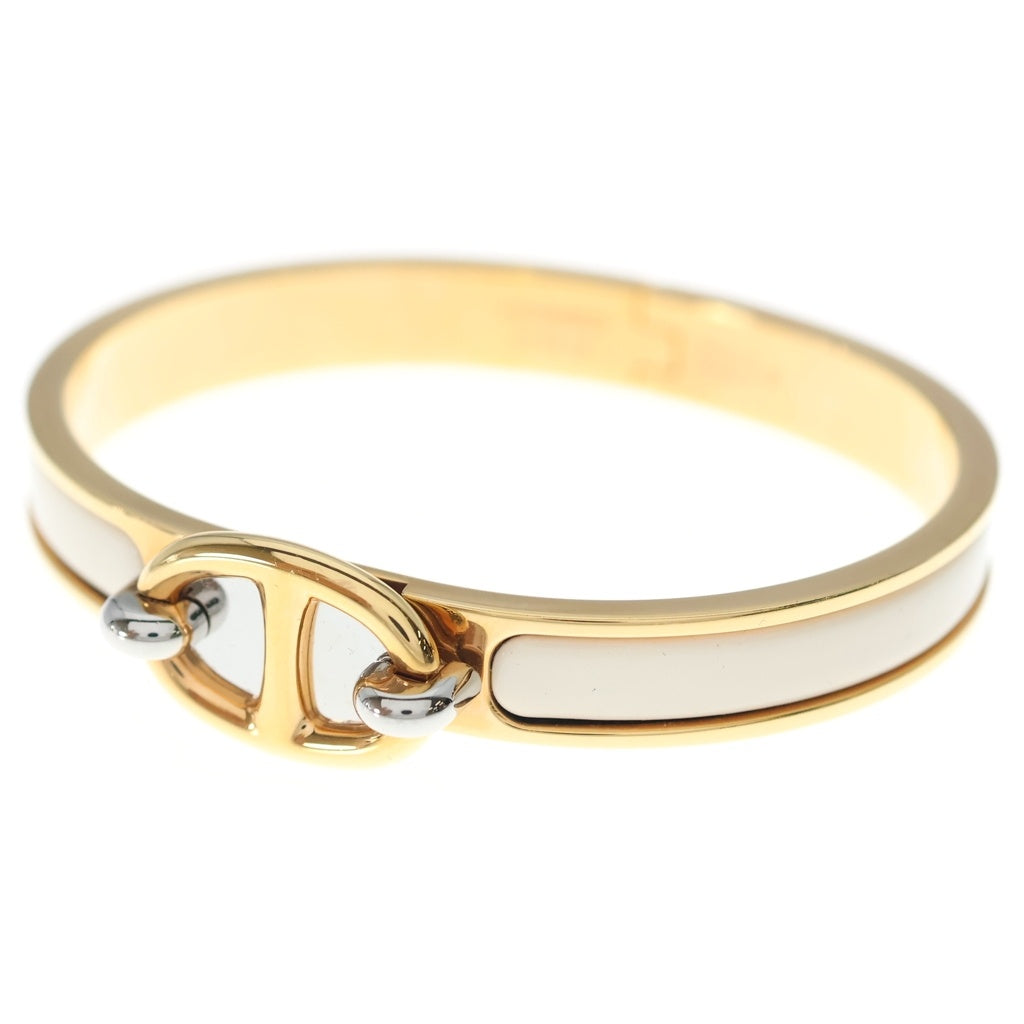 HERMES(エルメス) シェーヌダンクル ミニ クリック ゴールド金具 バングル ブレスレット ホワイト/ゴールド レディース