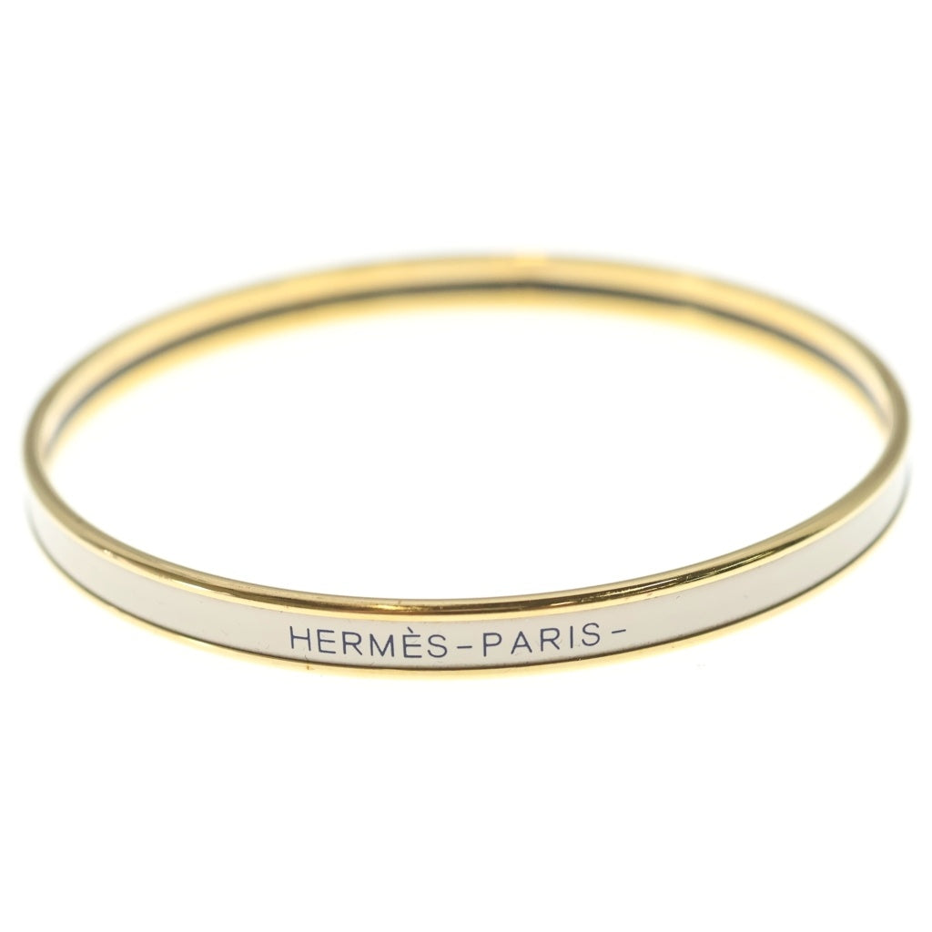 HERMES(エルメス) エクストラファン エナメル ゴールド金具 ブレスレット バングル ホワイト/ゴールド レディース