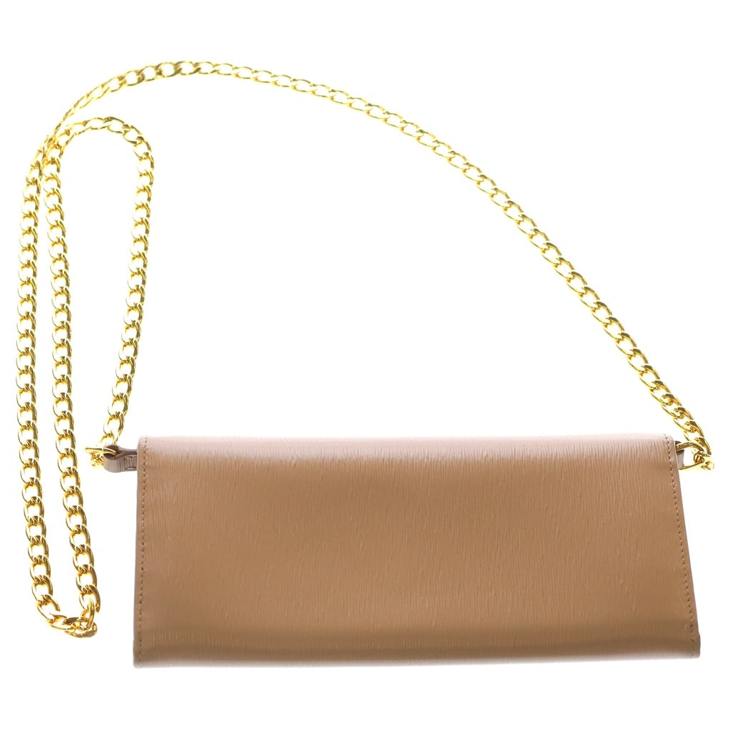 PRADA(プラダ) レザー チェーンショルダー ウォレット ポーチ ベージュ 1BP290 レディース
