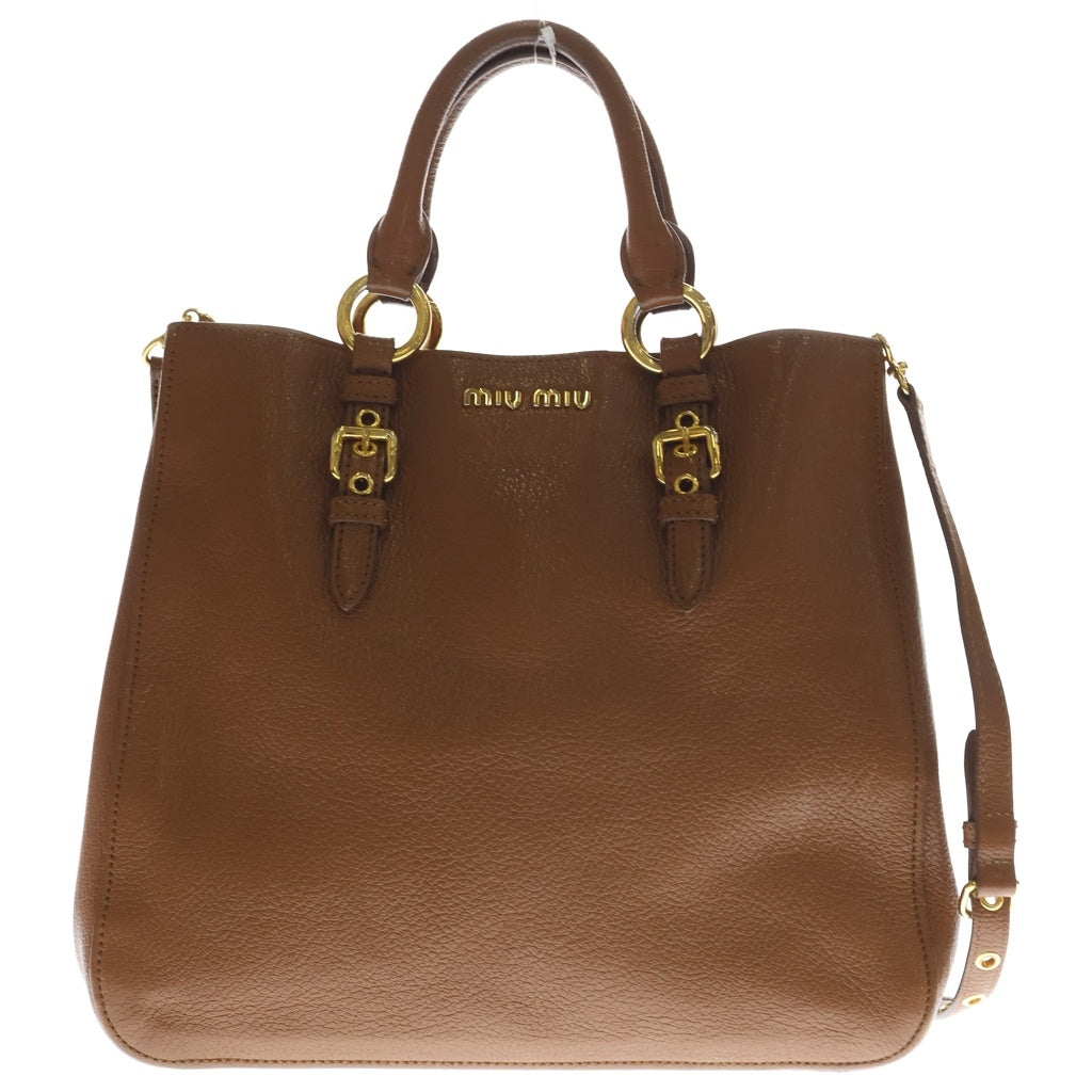 miumiu(ミュウミュウ) マドラス 2WAYショルダーバッグ ハンドバッグ ブラウン レザー RN0881 ゴールド金具 レディース