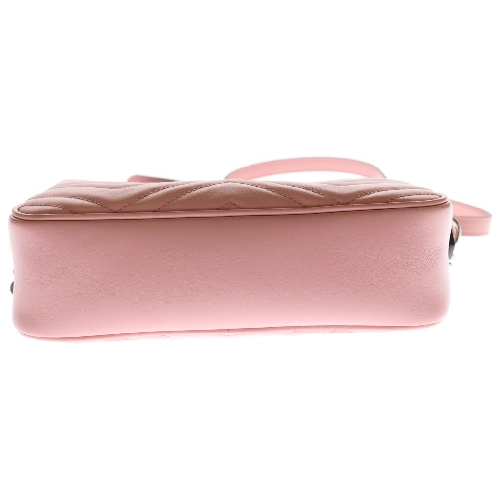 GUCCI(グッチ) GGマーモント キルティング チェーンショルダーバッグ ピンク レザー 447632 シルバー金具 レディース