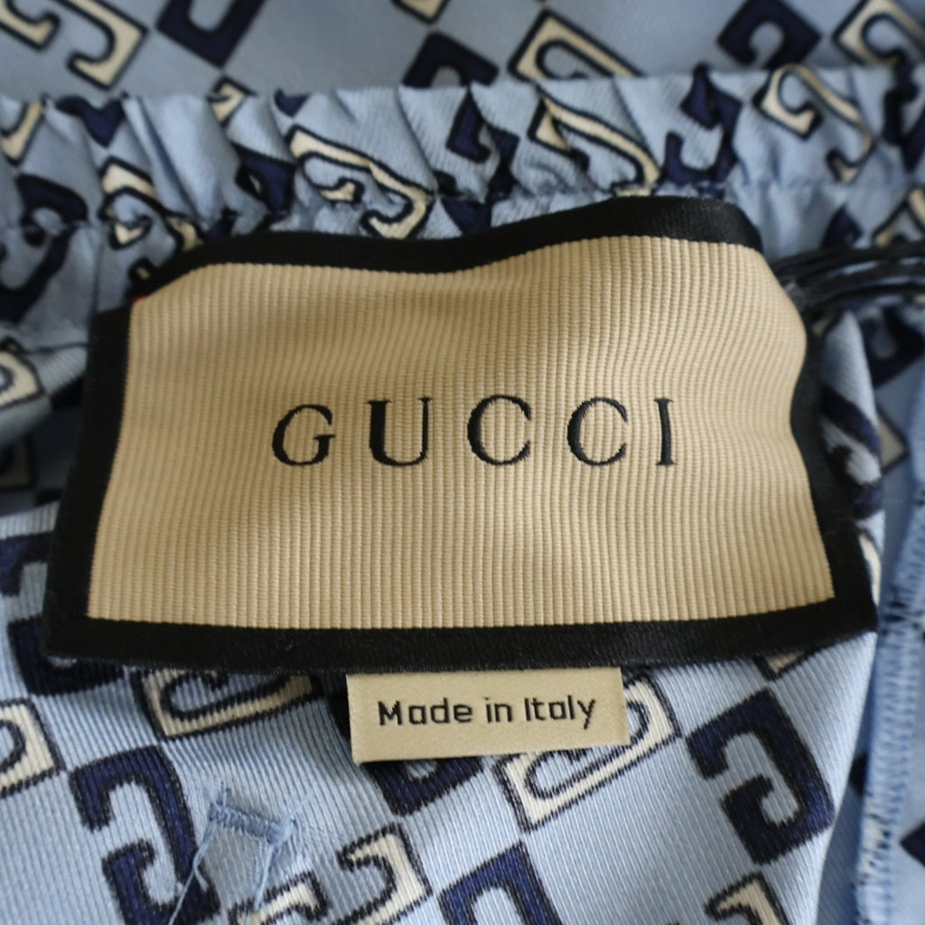 GUCCI(グッチ) ZAMZY ロゴ ショートパンツ ブルー系 総柄 シルク #48 672698 レディース