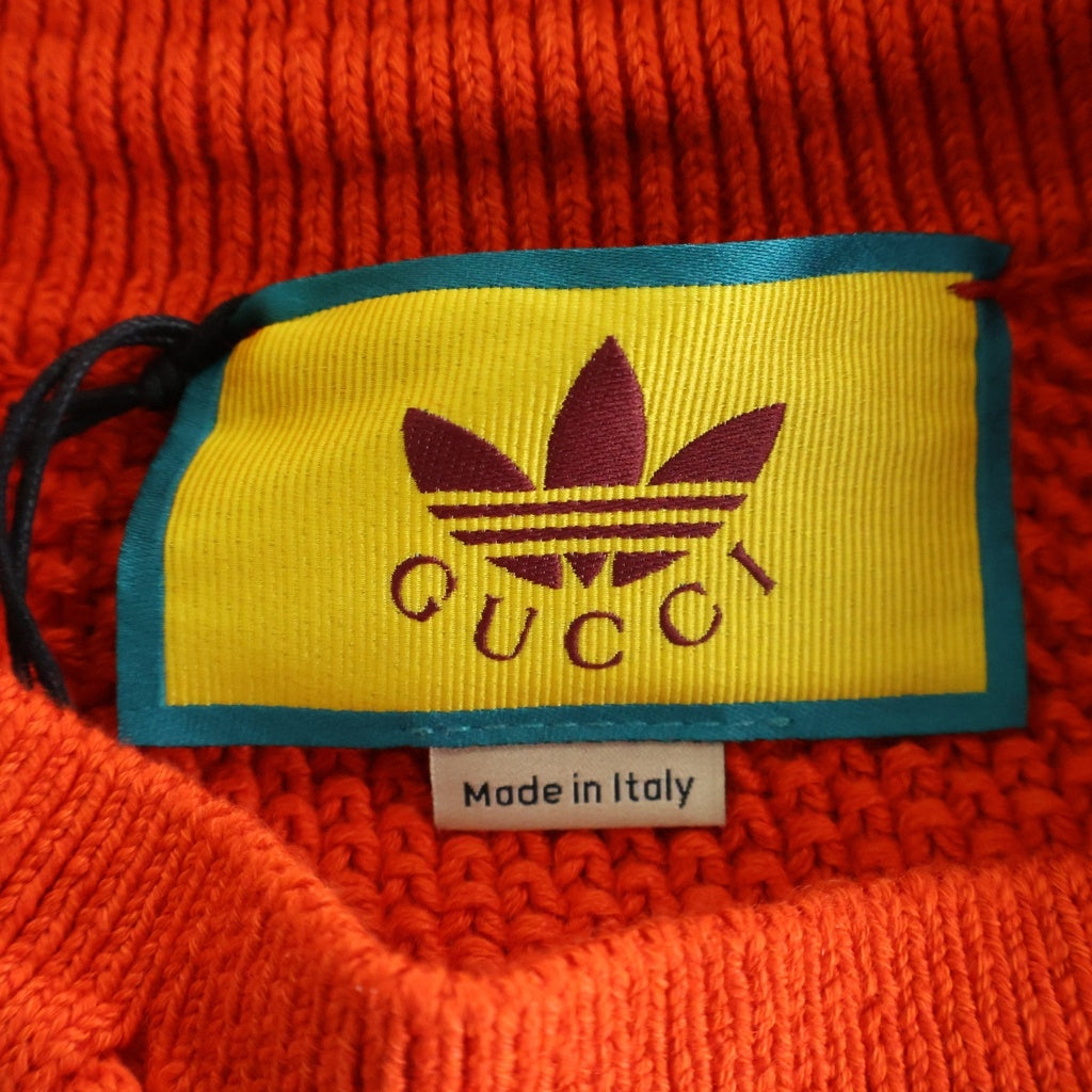GUCCI(グッチ) ×adidas アディダス リネン コットン ニット ハーフ ショートパンツ ショーツ オレンジ 693835 レディース