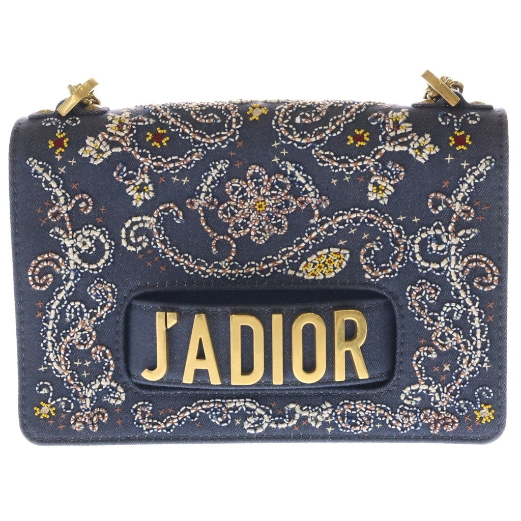 Christian Dior(クリスチャンディオール) ジャディオール ビーズ デニム チェーンショルダーバッグ ブルー/マルチカラー レディース