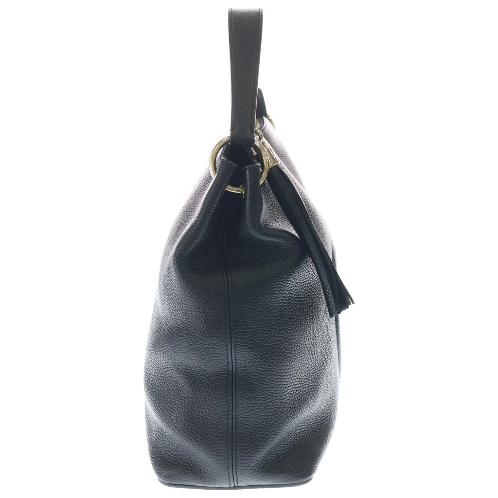 GUCCI(グッチ) ソーホー インターロッキングG レザー フリンジ チェーントートバッグ ゴールド金具 ブラック 536194 レディース