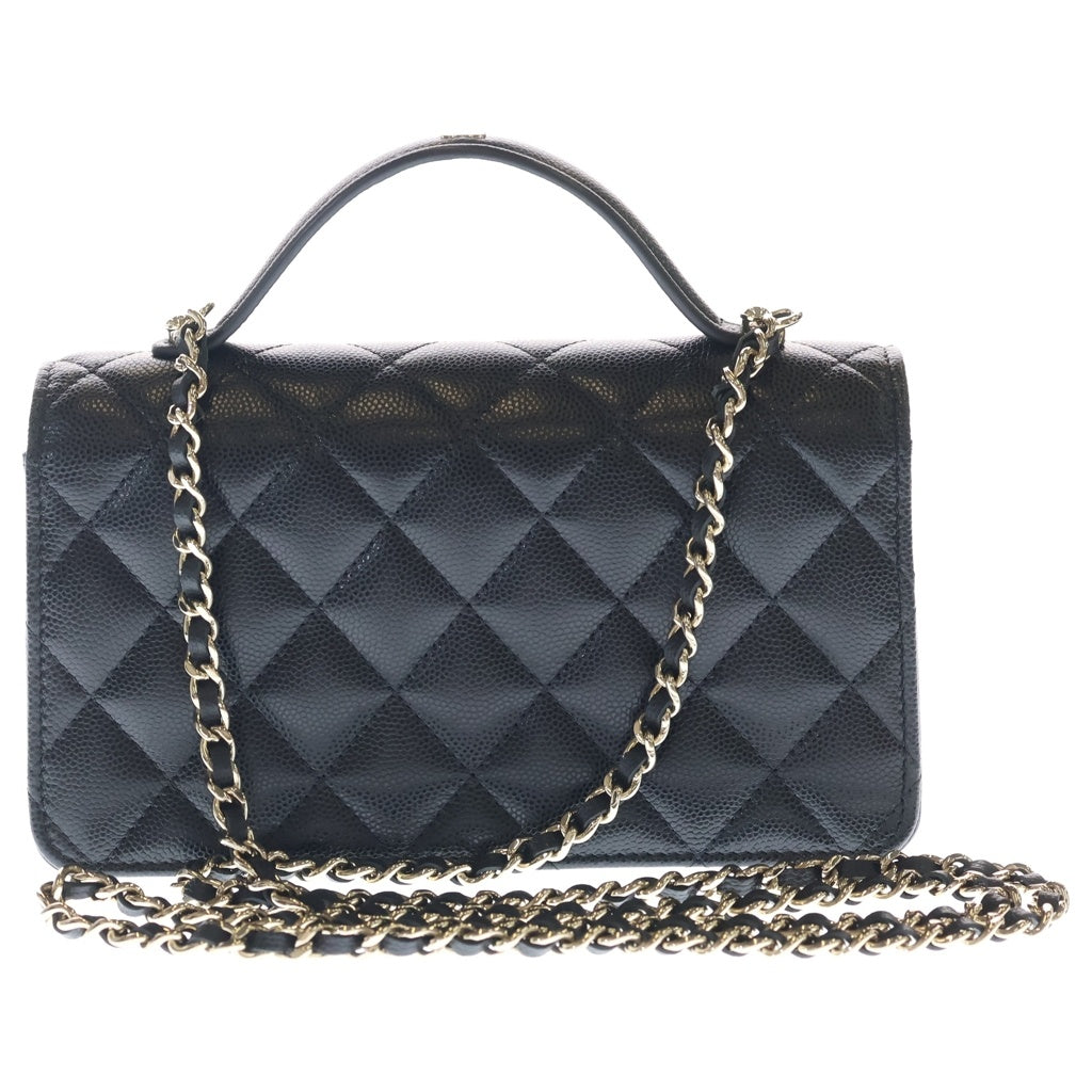 CHANEL(シャネル) マトラッセ クラシック フォンホルダー キャビアスキン ゴールド金具 チェーンクラッチ チェーンショルダーバッグ AP4402 ブラック レディース