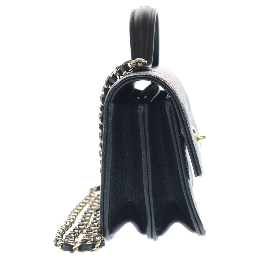 CHANEL(シャネル) マトラッセ クラシック フォンホルダー キャビアスキン ゴールド金具 チェーンクラッチ チェーンショルダーバッグ AP4402 ブラック レディース