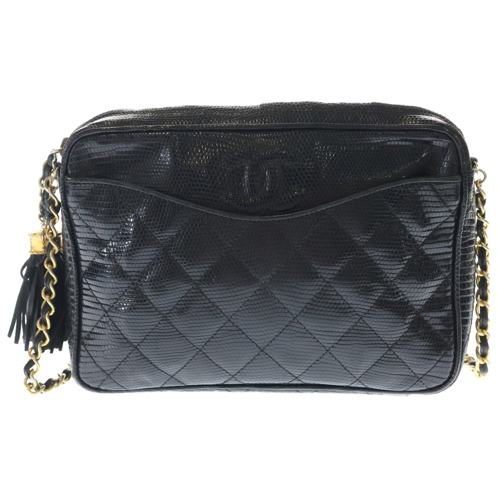 CHANEL(シャネル) ココマーク フリンジ チェーンショルダーバッグ ミニバッグ ブラック ゴールド金具 レディース