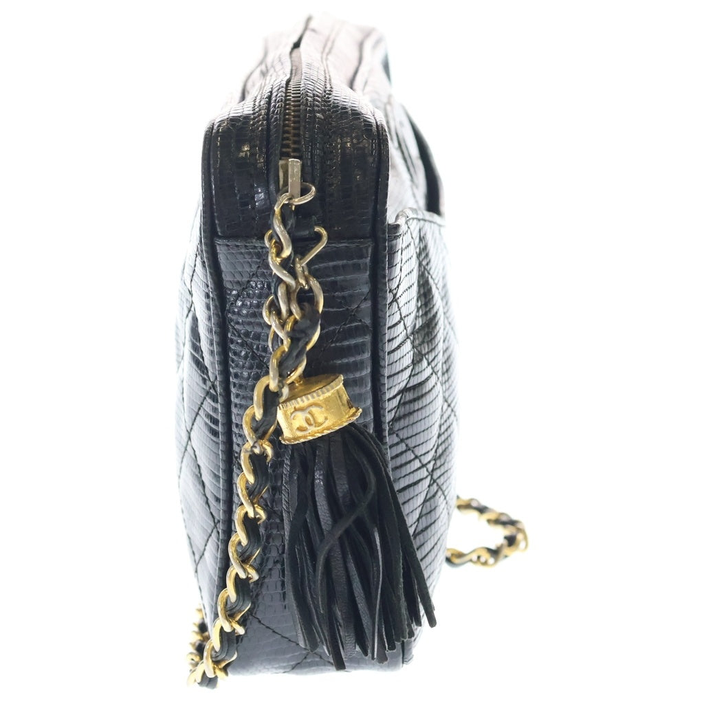 CHANEL(シャネル) ココマーク フリンジ チェーンショルダーバッグ ミニバッグ ブラック ゴールド金具 レディース
