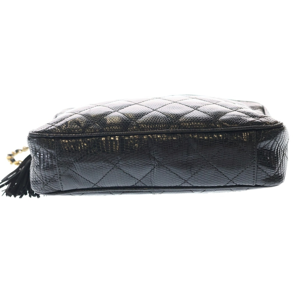 CHANEL(シャネル) ココマーク フリンジ チェーンショルダーバッグ ミニバッグ ブラック ゴールド金具 レディース