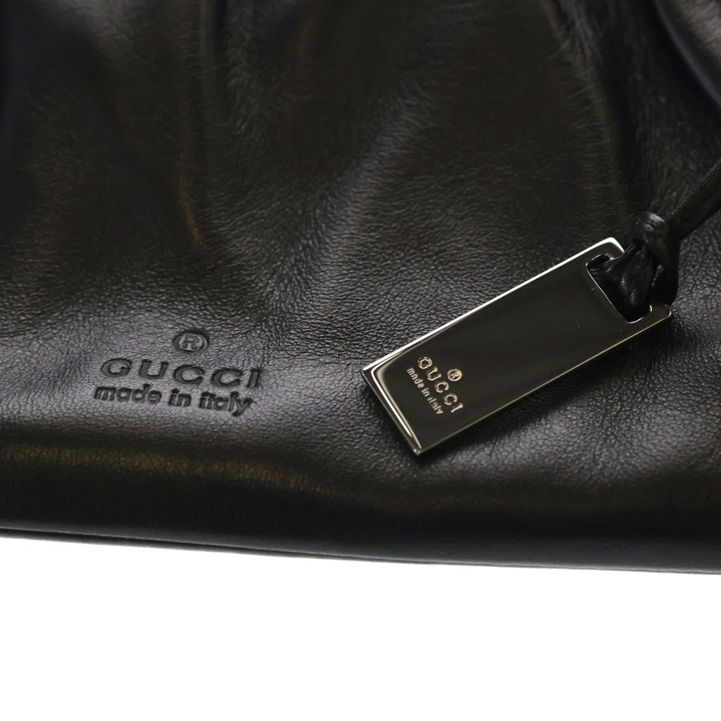GUCCI(グッチ) がま口 クラッチバッグ レザー シルバー金具 ブラック 0040655 レディース