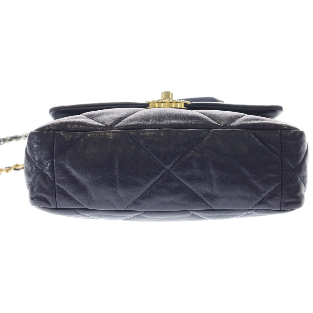 CHANEL(シャネル) シャネル19 ラムスキン ゴールド×シルバー金具 ターンロック 2WAY チェーンショルダーバッグ ハンドバッグ パープル レディース