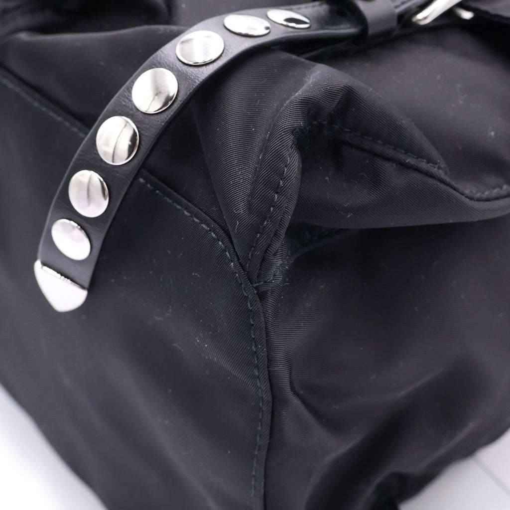 PRADA(プラダ) スタッズ テスート ナイロン シルバー金具 バックパック リュックサック ブラック レディース