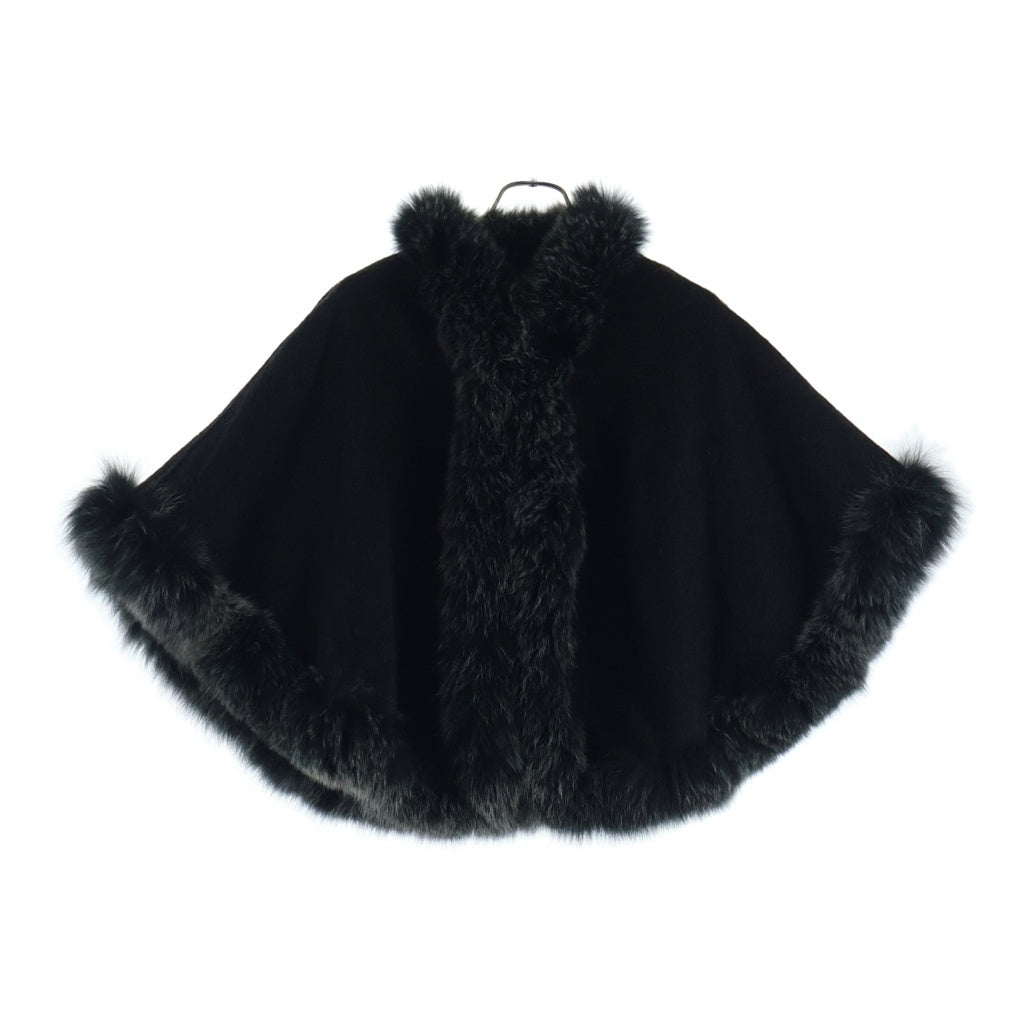 LANVIN(ランバン) Cape Coat ケープコート カシミヤ ファー ブラック レディース