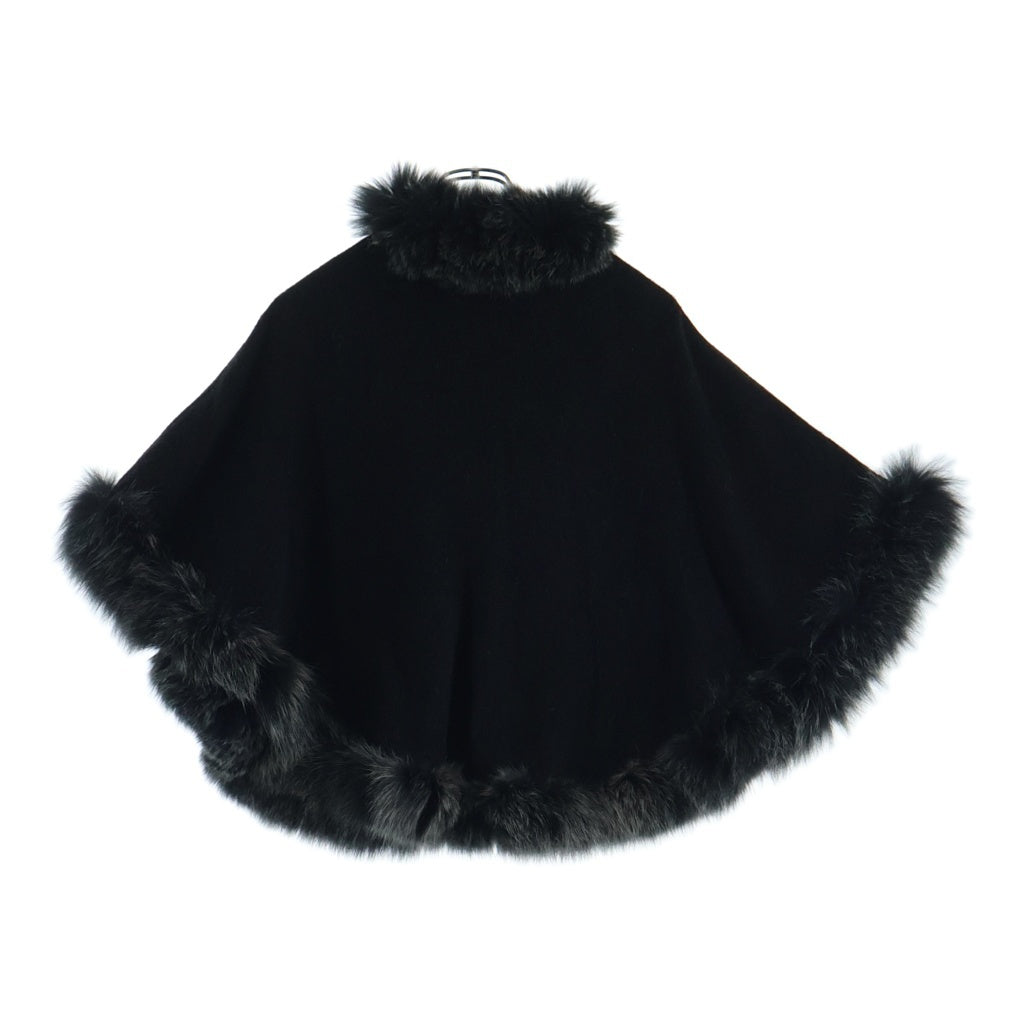 LANVIN(ランバン) Cape Coat ケープコート カシミヤ ファー ブラック レディース