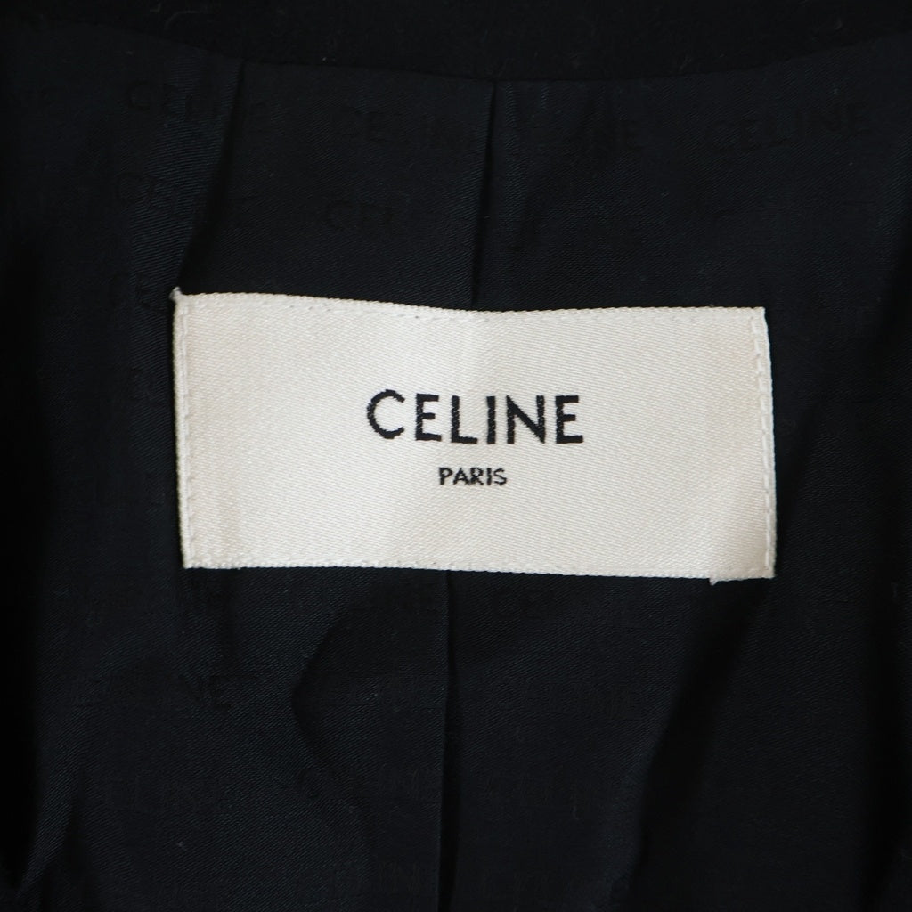 CELINE(セリーヌ) 25SS カシミアフランネル シャスール ノーカラージャケット 金ボタン ブラック 2V43T311T レディース