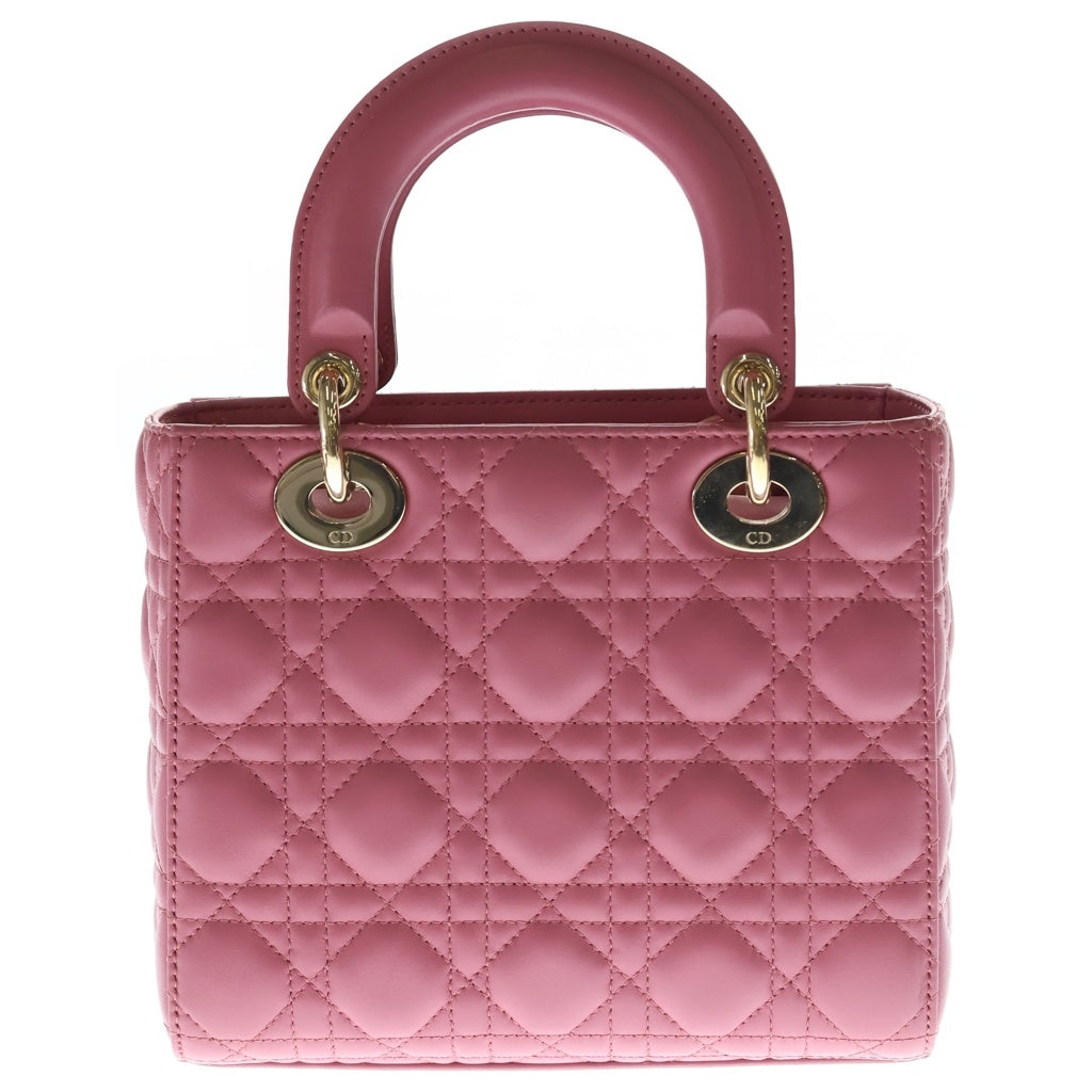 Christian Dior(クリスチャンディオール) レディディオール マイABCディオール スモール ラムスキン カナージュ ゴールド金具 2WAY ショルダーバッグ ハンドバッグ ピンク レディース