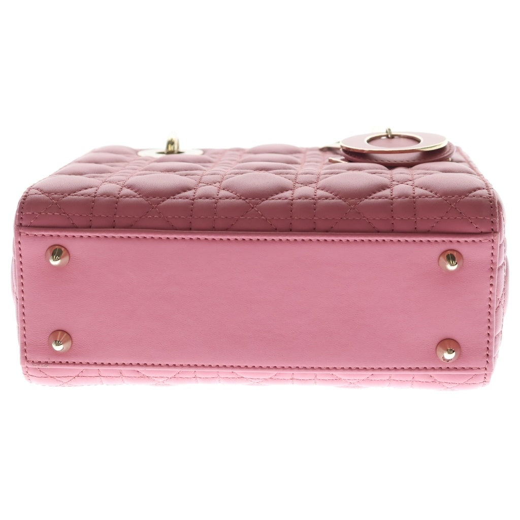 Christian Dior(クリスチャンディオール) レディディオール マイABCディオール スモール ラムスキン カナージュ ゴールド金具 2WAY ショルダーバッグ ハンドバッグ ピンク レディース