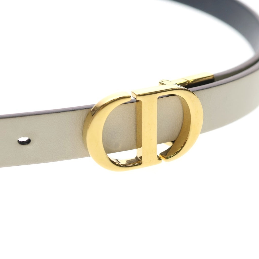 Christian Dior(クリスチャンディオール) リバーシブル ベルト ホワイト×ブラック レザー ゴールド金具 レディース