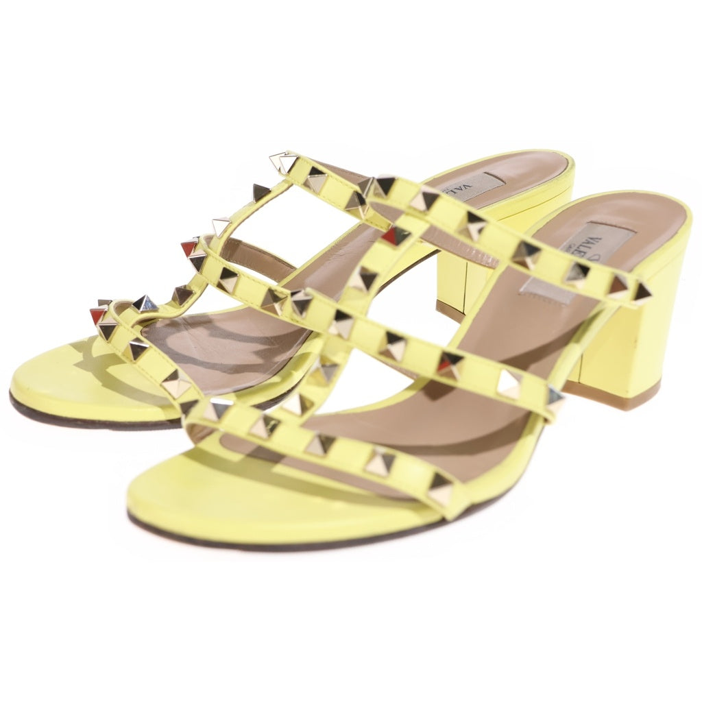 VALENTINO(ヴァレンティノ) スタッズ付きヒールサンダル レザー イエロー レディース
