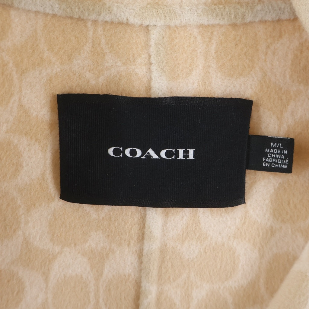 COACH(コーチ) シグネチャー スタンドカラー ジップアップ ロングコート ベージュ レディース