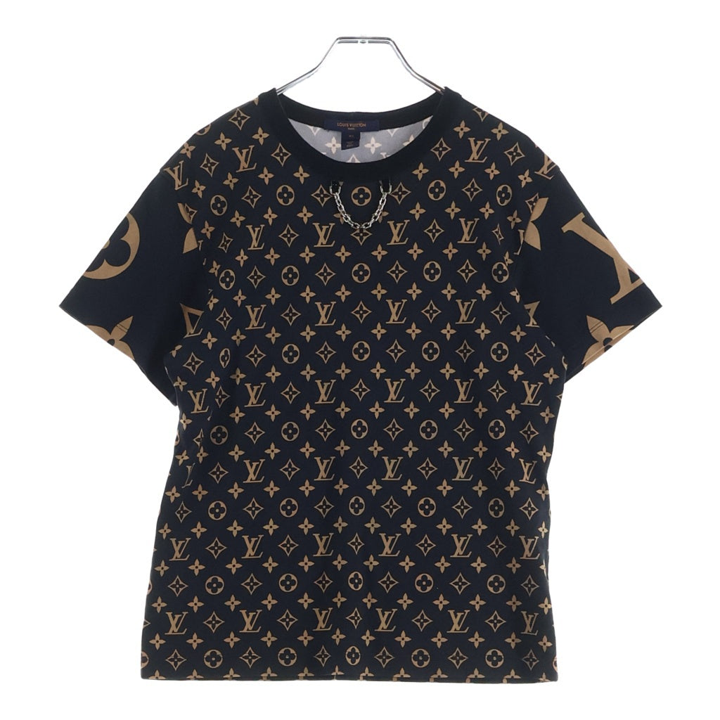 LOUIS VUITTON(ルイヴィトン) 21AW ミックス モノグラム チェーン 半袖Tシャツ カットソー ネイビー/ベージュ RW212W GR5 FLTS25 レディース