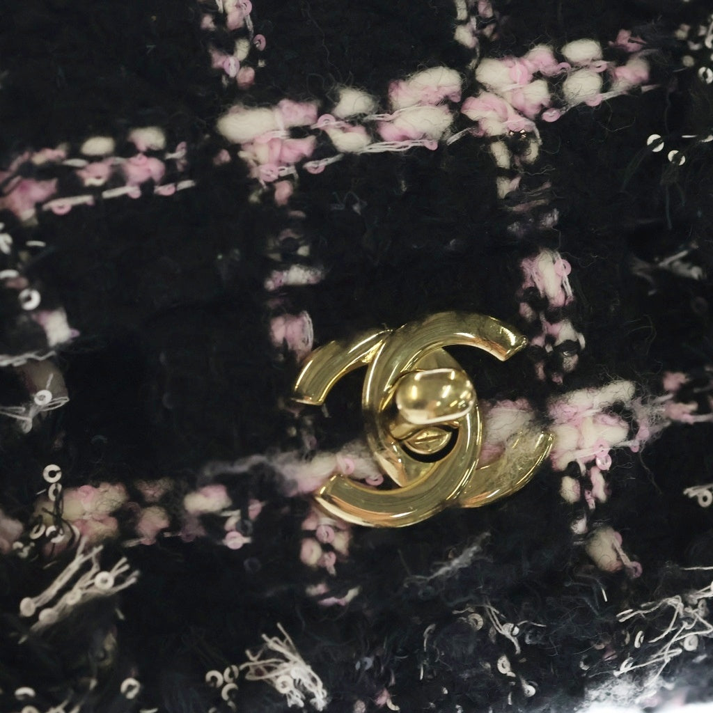 CHANEL(シャネル) ミニマトラッセ ツイード チェーンショルダーバッグ ブラック/ピンク/ホワイト ゴールド金具 レディース