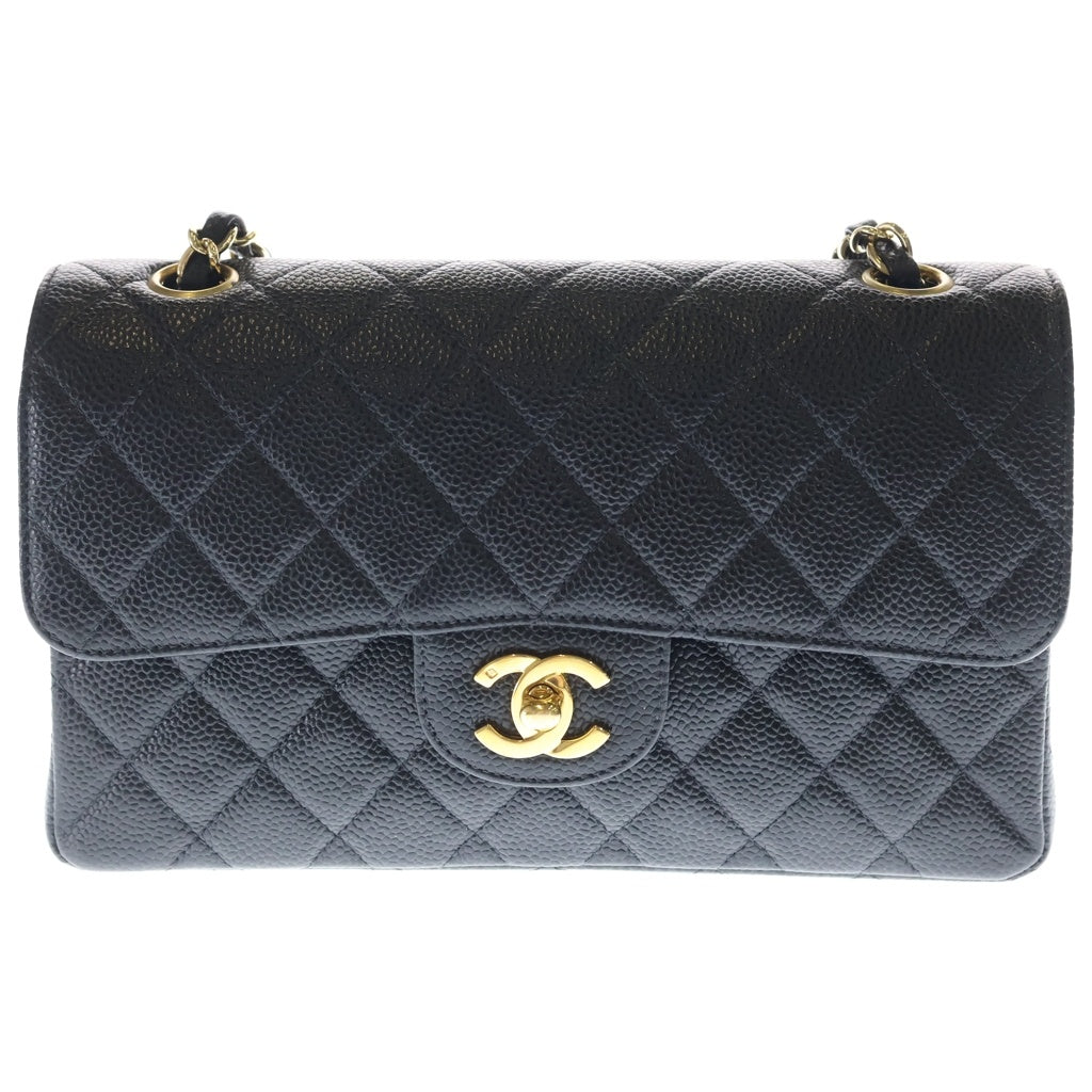 CHANEL(シャネル) マトラッセ 23 キャビアスキン レザー 2WAY Wフラップ Wチェーン ショルダーバッグ ゴールド金具 ブラック A01113 7番台 レディース