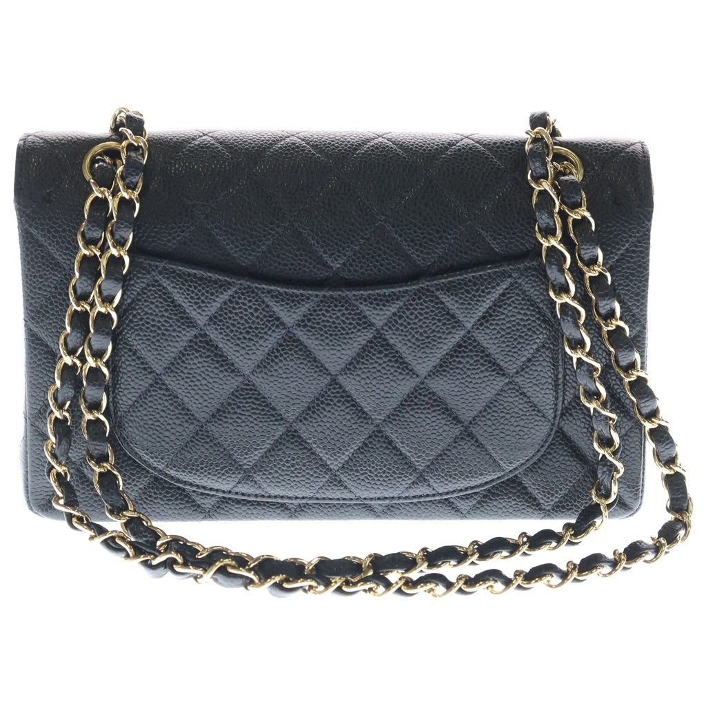 CHANEL(シャネル) マトラッセ 23 キャビアスキン レザー 2WAY Wフラップ Wチェーン ショルダーバッグ ゴールド金具 ブラック A01113 7番台 レディース