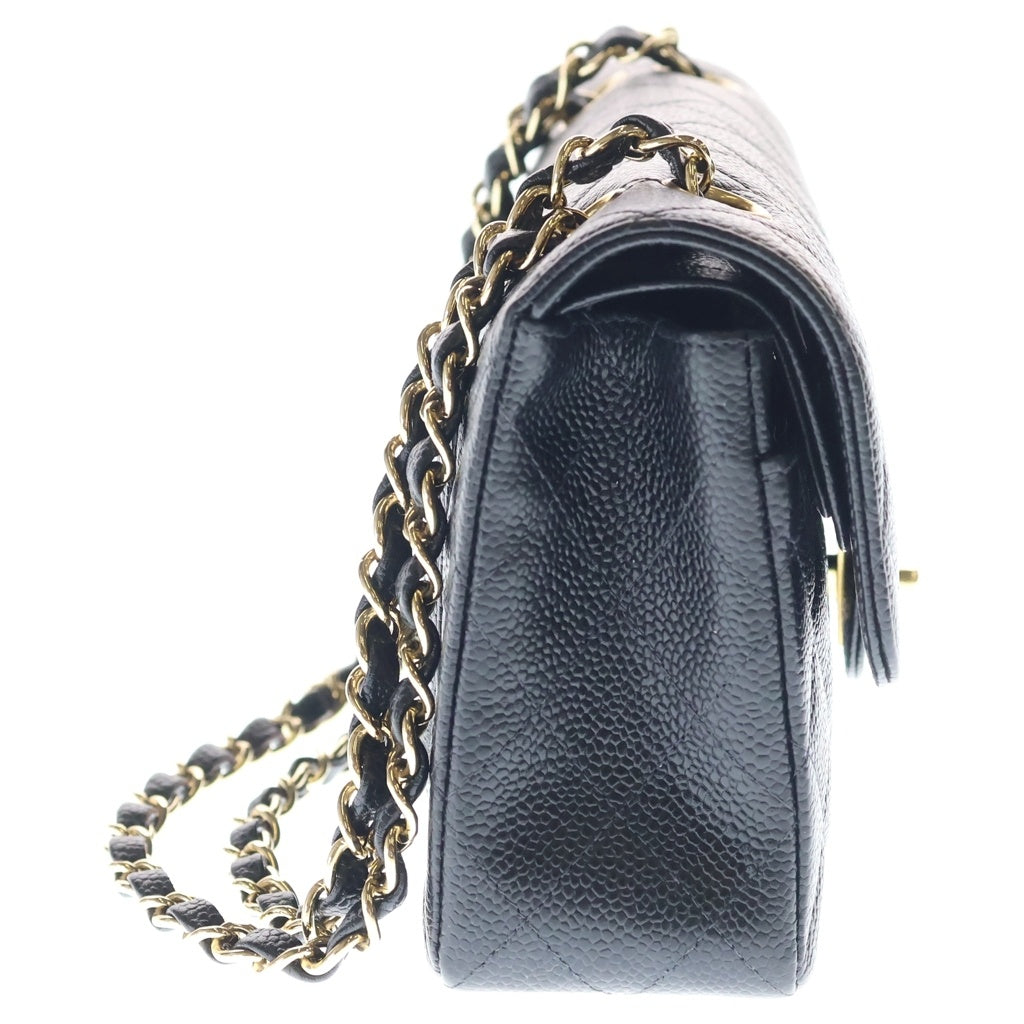 CHANEL(シャネル) マトラッセ 23 キャビアスキン レザー 2WAY Wフラップ Wチェーン ショルダーバッグ ゴールド金具 ブラック A01113 7番台 レディース
