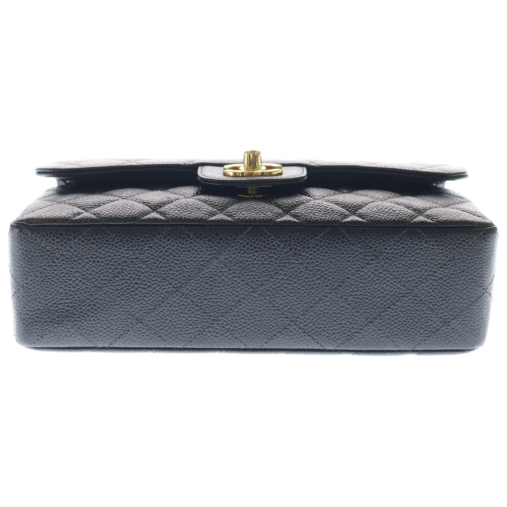 CHANEL(シャネル) マトラッセ 23 キャビアスキン レザー 2WAY Wフラップ Wチェーン ショルダーバッグ ゴールド金具 ブラック A01113 7番台 レディース