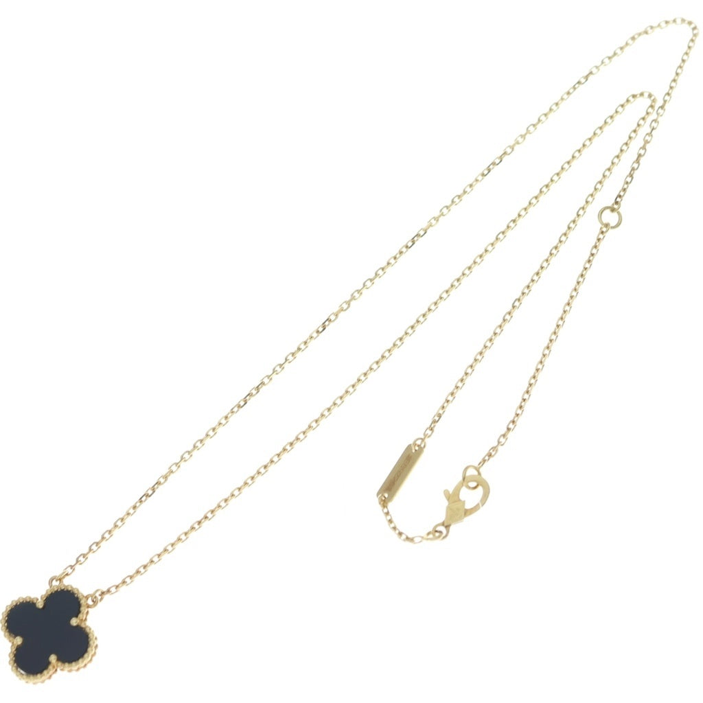 Van Cleef & Arpels(ヴァンクリーフアンドアーペル) ヴィンテージアルハンブラ オニキス ネックレス ペンダント チェーン ゴールド×ブラック Au750 レディース