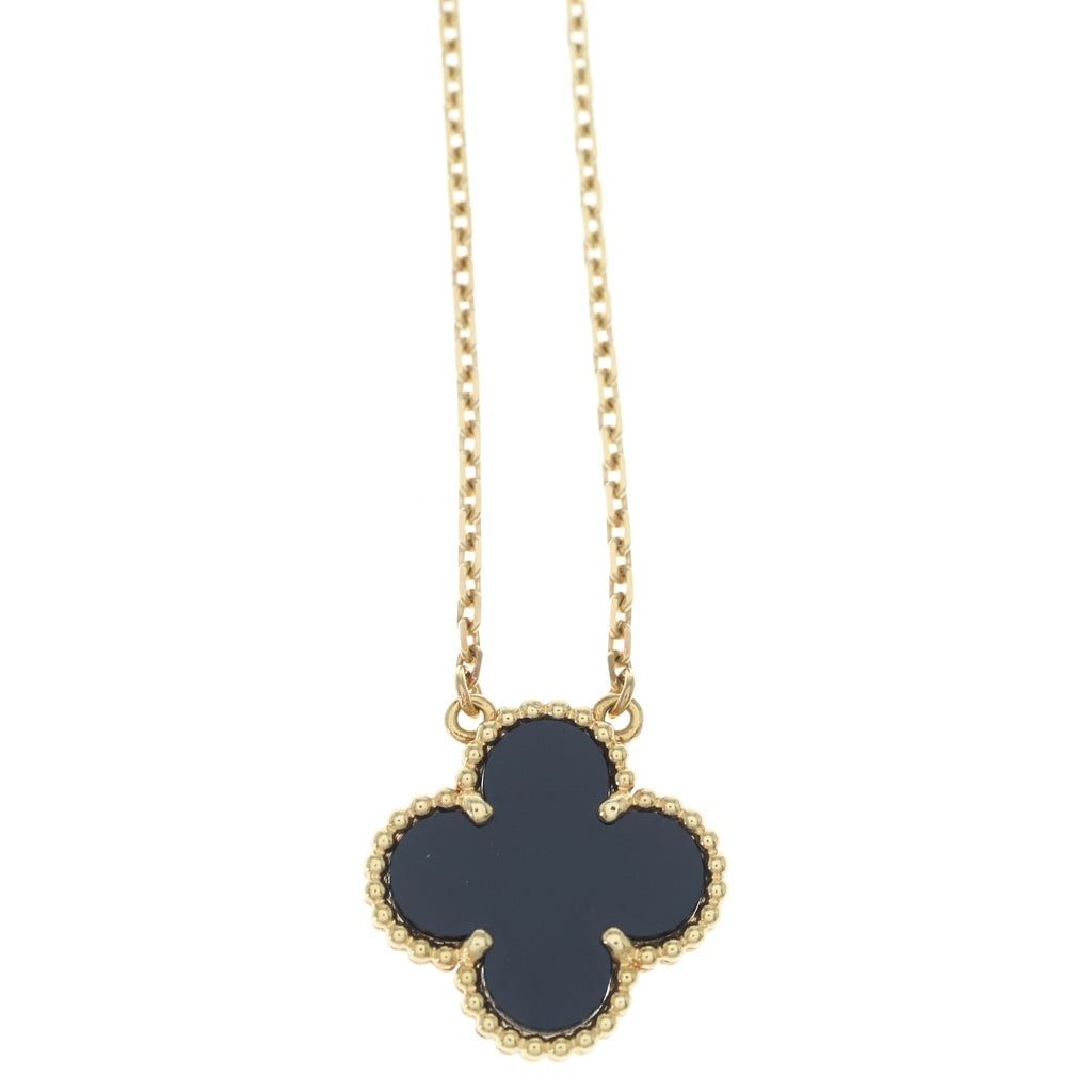 Van Cleef & Arpels(ヴァンクリーフアンドアーペル) ヴィンテージアルハンブラ オニキス ネックレス ペンダント チェーン ゴールド×ブラック Au750 レディース